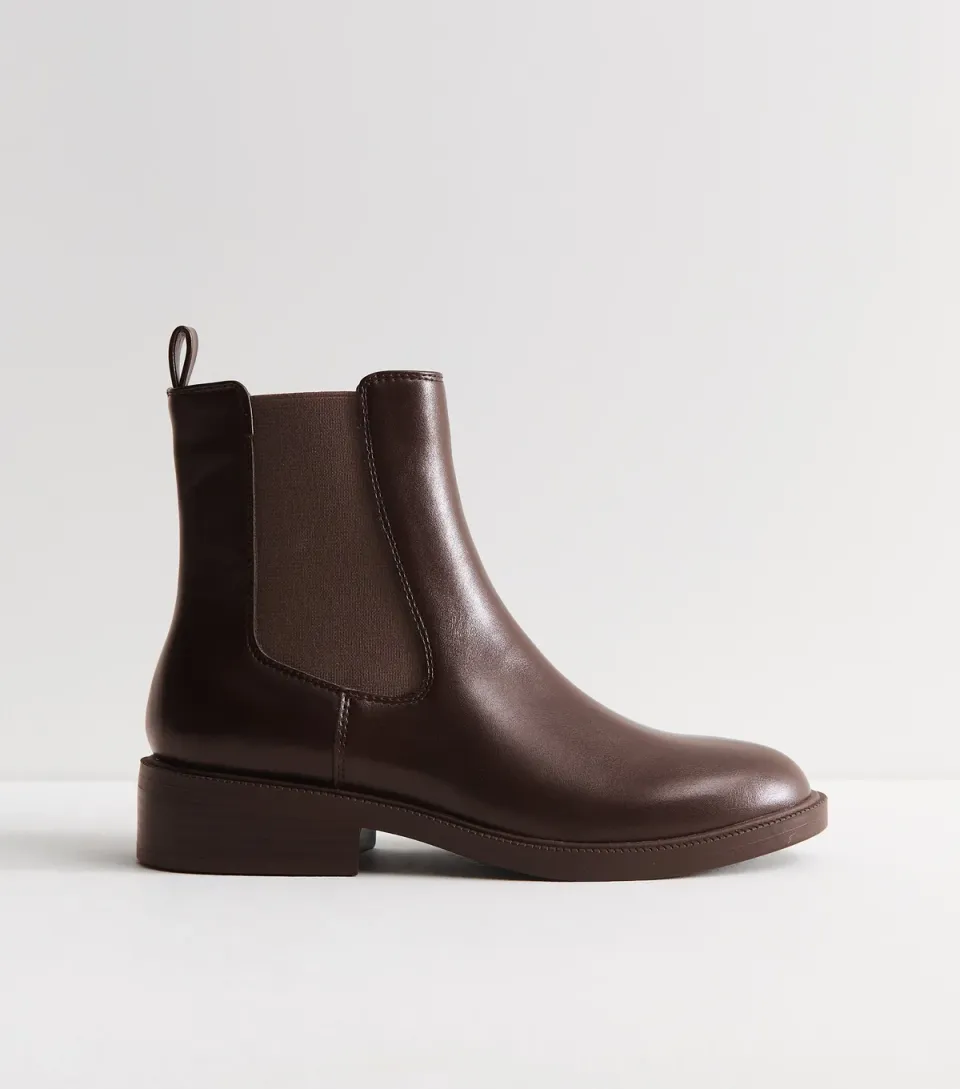 Women's Dark Brown Faux Leather Chelsea Ankle Boots Vegan