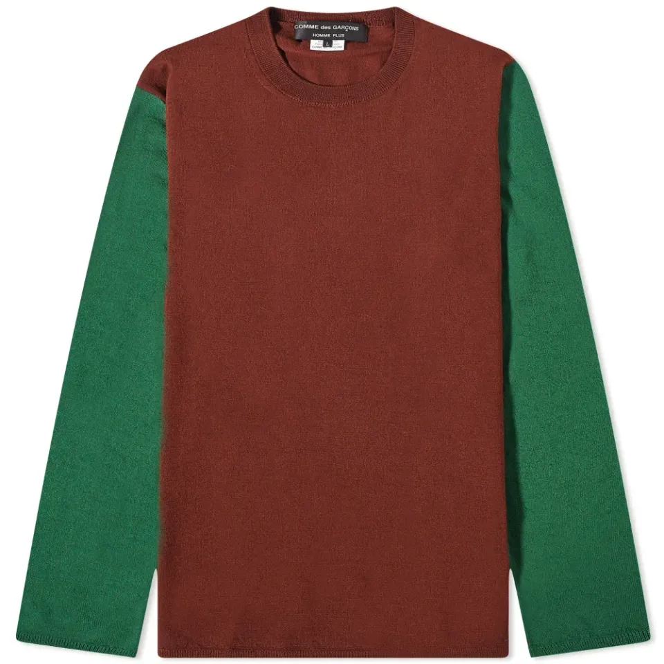 Contrast Sleeves Crew Knit