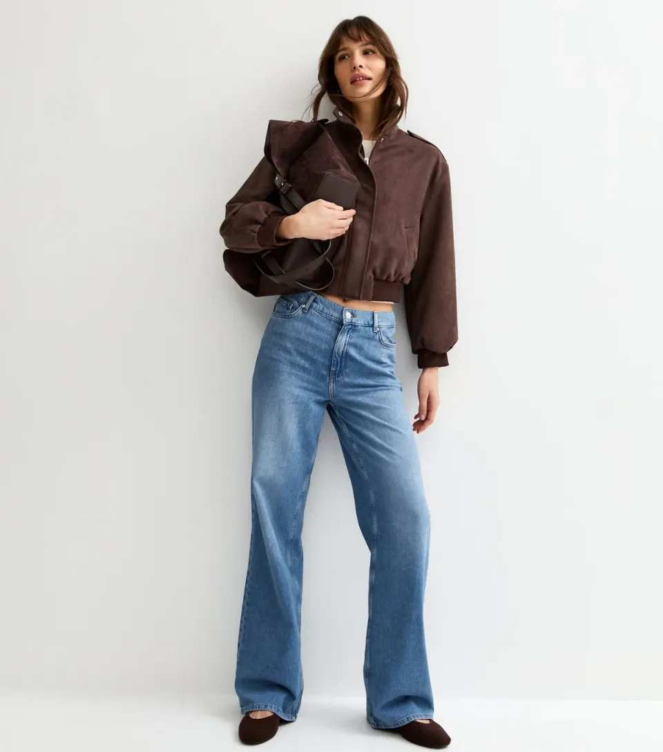 Women's Tall Light Blue Elasticated Waist Wide Leg Jeans