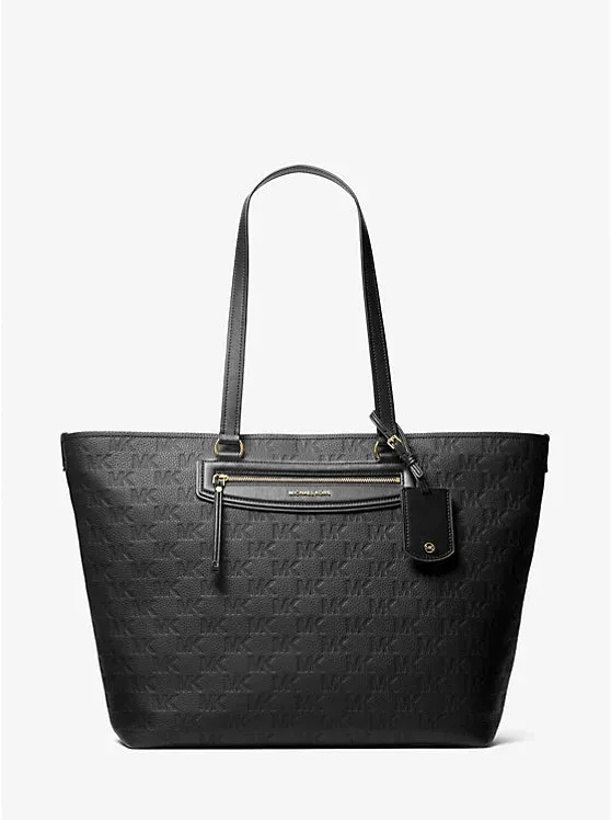 Jet Set Travel Extra-Large Logo Embossed Leather Tote Bag