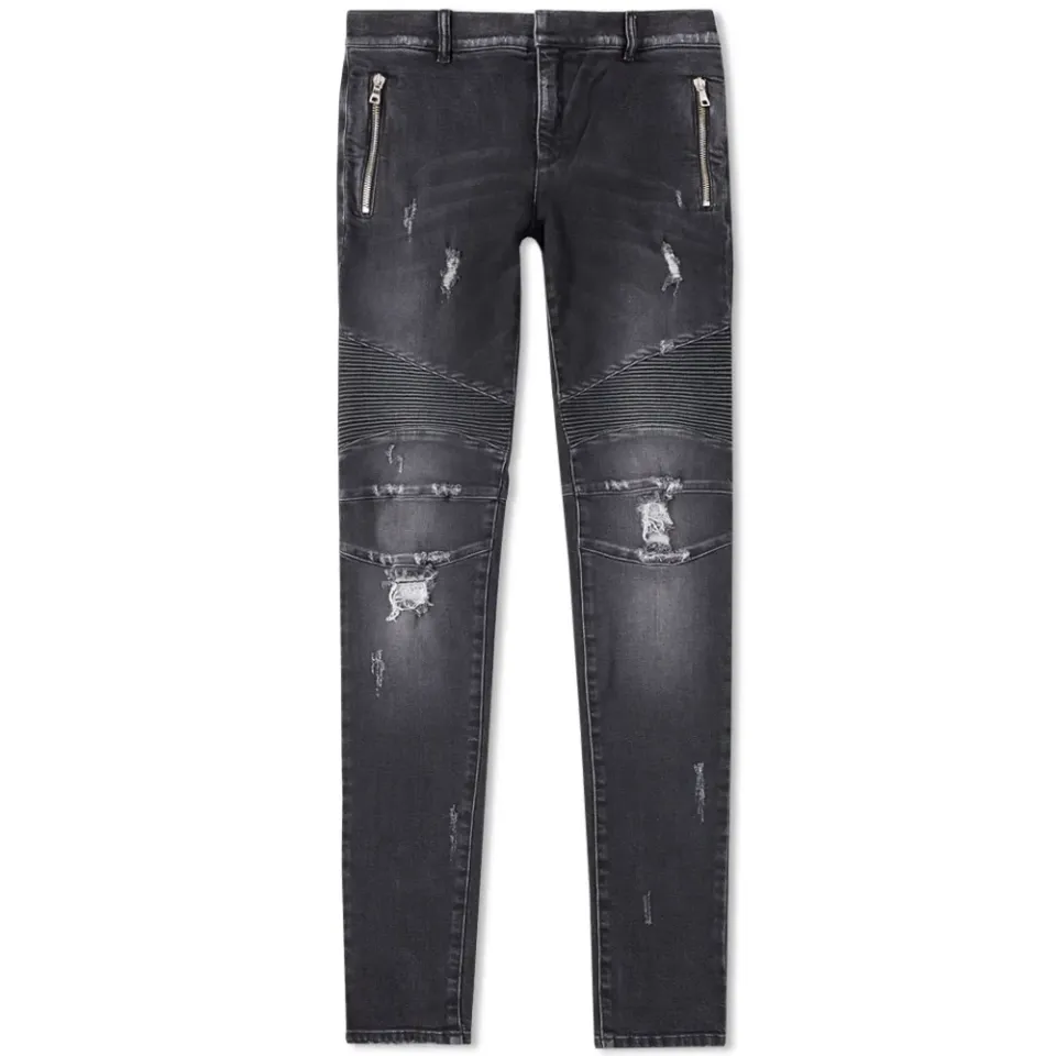 Slim Distressed Biker Jean