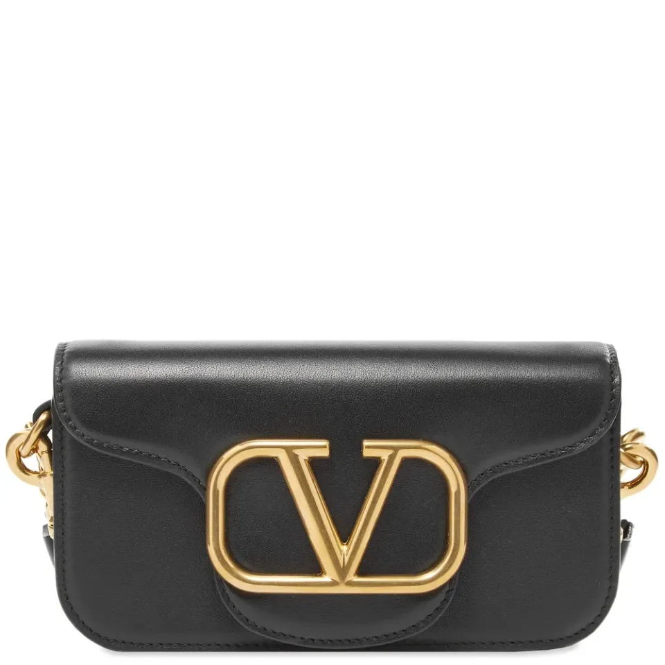 V Logo Leather Cross Body Bag
