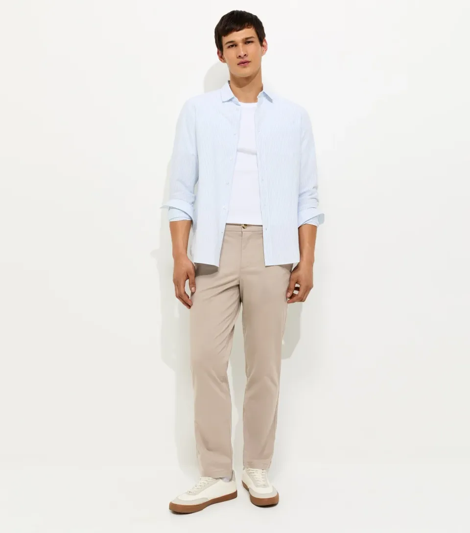 Men's Stone Regular Straight Leg Chino Trousers