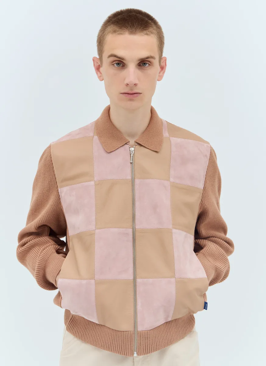 Checkerboard Zip-Front Jacket