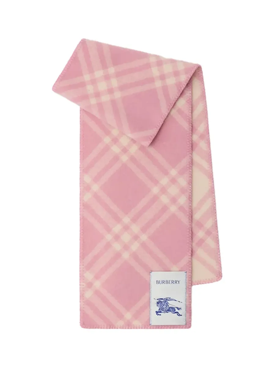 Check Wool Scarf Sugar Pink