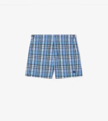 Check Seersucker Swim Shorts in Cornflower blue - Men, Nylon