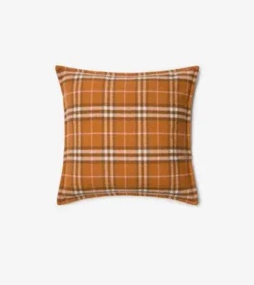 Check Cashmere Cushion in Squash orange