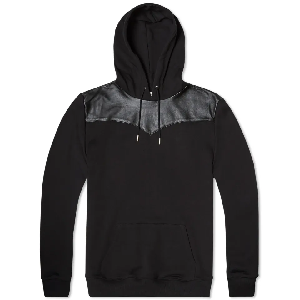 Leather Panel Hoody