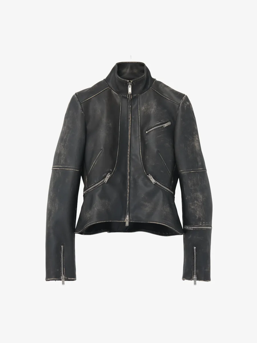 Brushed Leather Cropped Jacket
