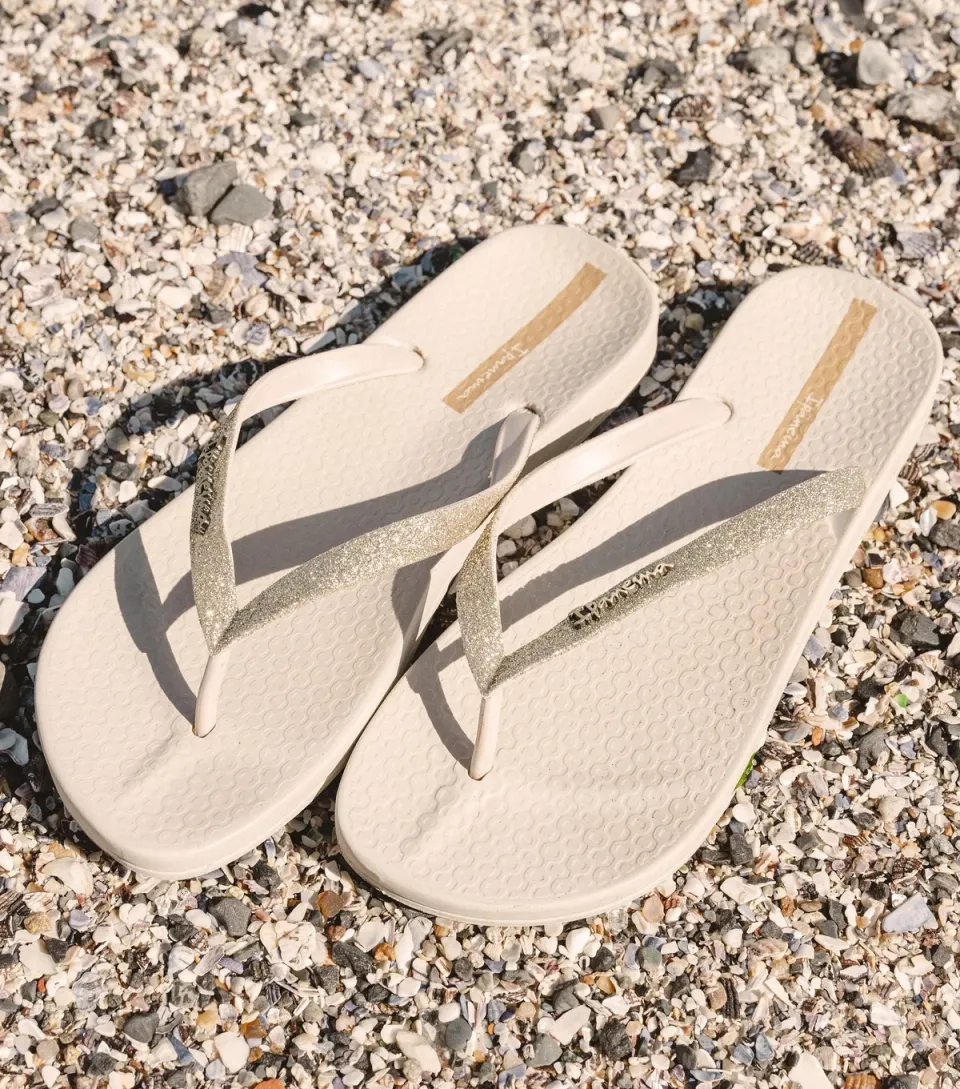 Women's Stone Glittery Strap Flip Flops