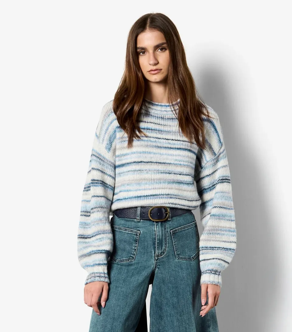 Women's Navy Multicoloured Stripe Jumper