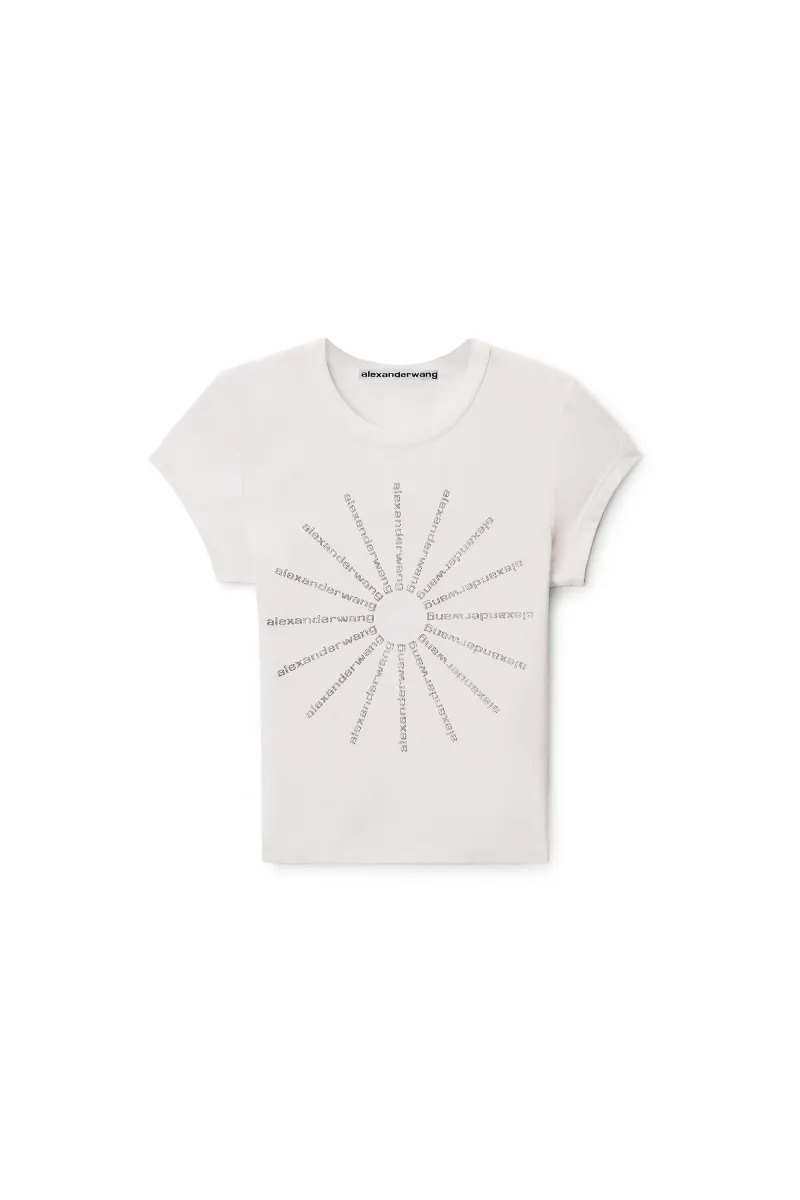 CRYSTAL HOTFIX PINWHEEL FITTED TEE