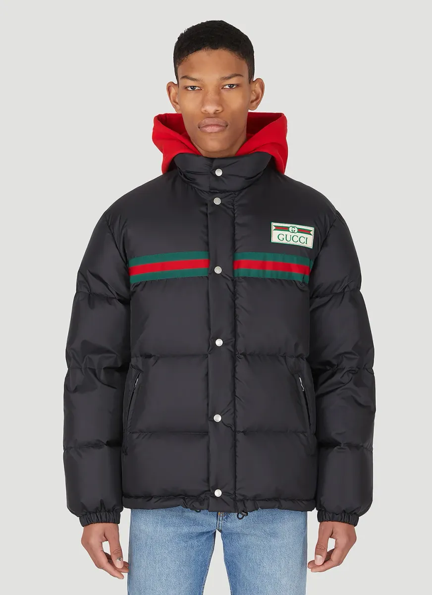 Web Stripe Quilted Down Jacket