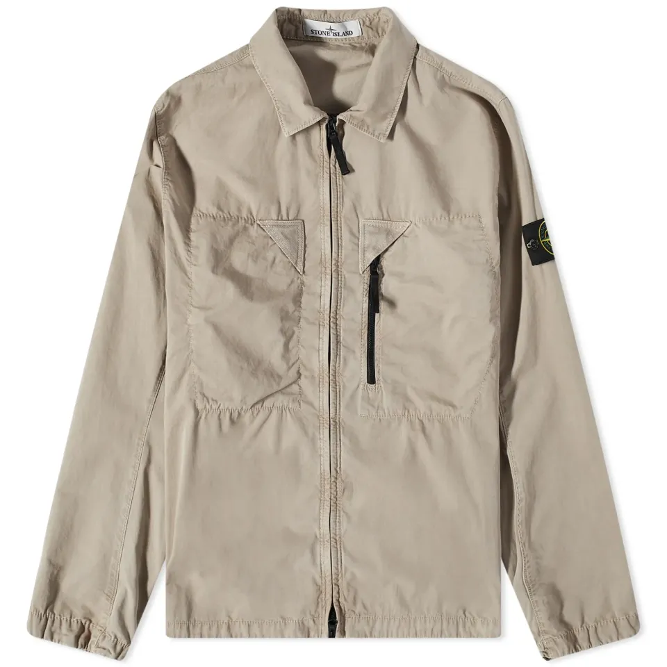Brushed Cotton Canvas Zip Shirt Jacket