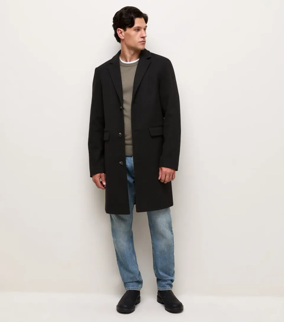 Men's Long Black Tailored Coat