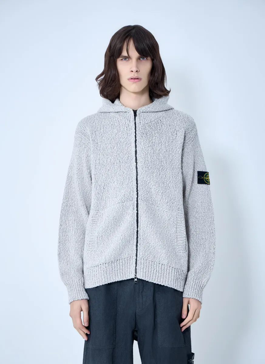 Zip-Up Knit Hoodie