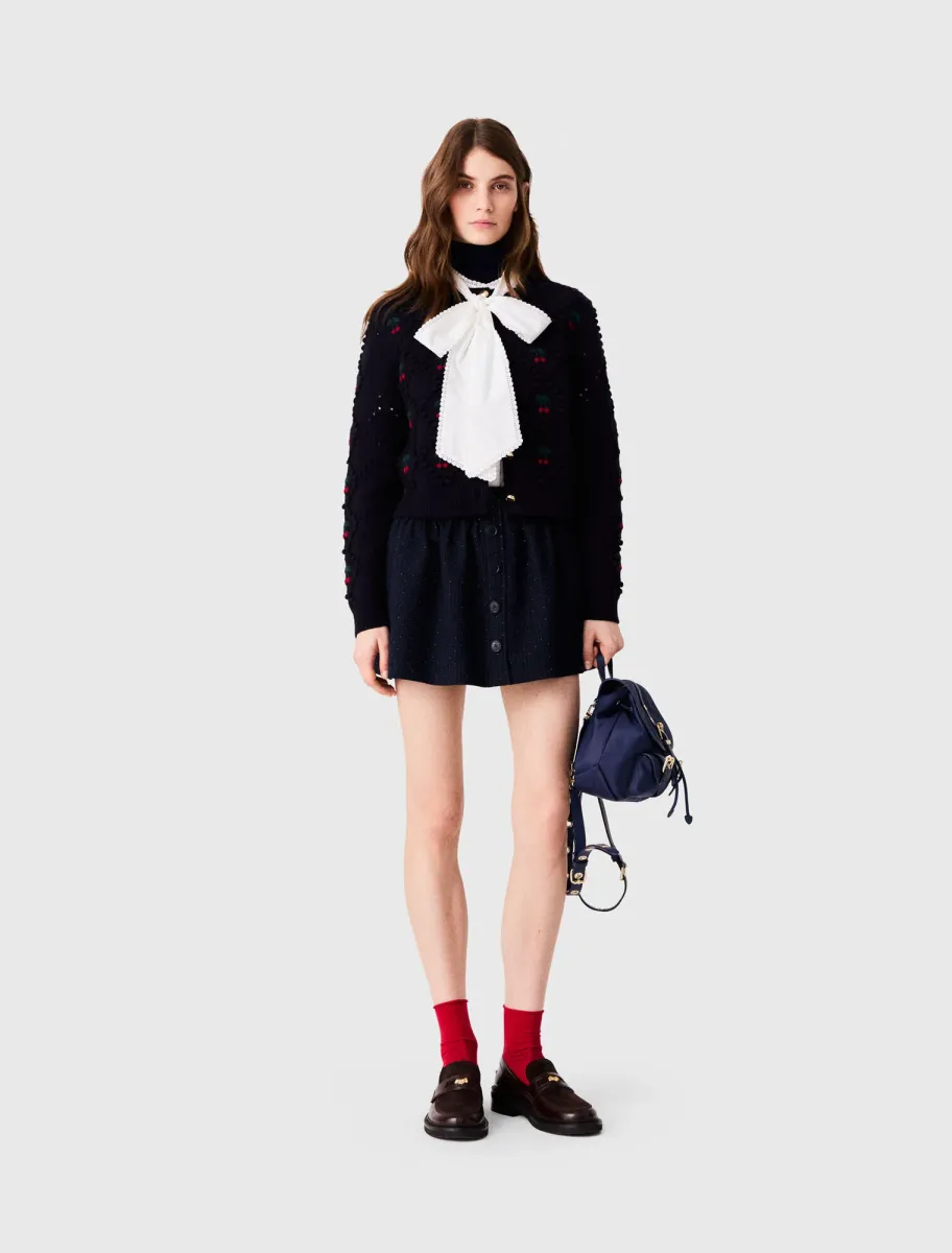 Embroidered cherry cardigan