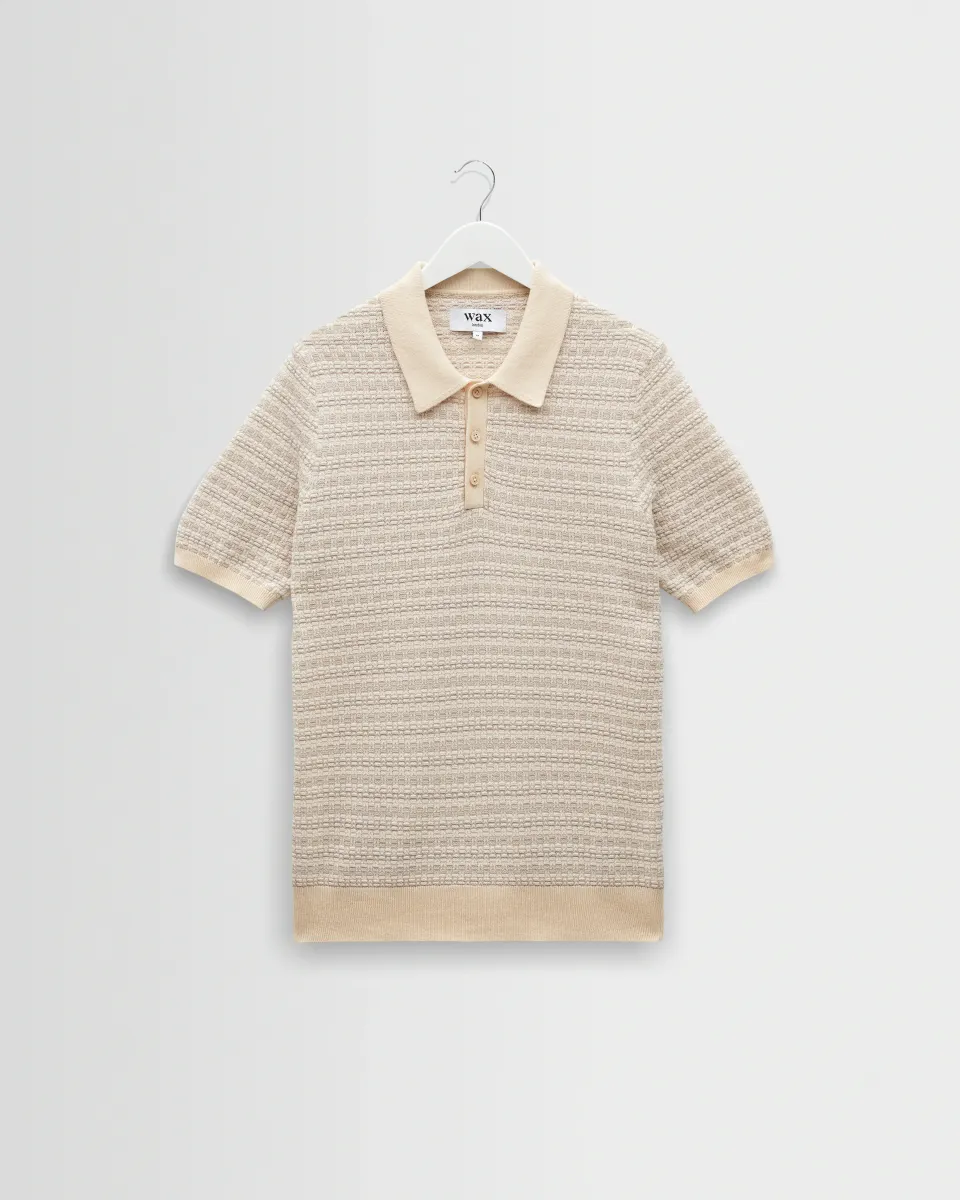 Naples - Natural Mini Geometric Knitted Polo