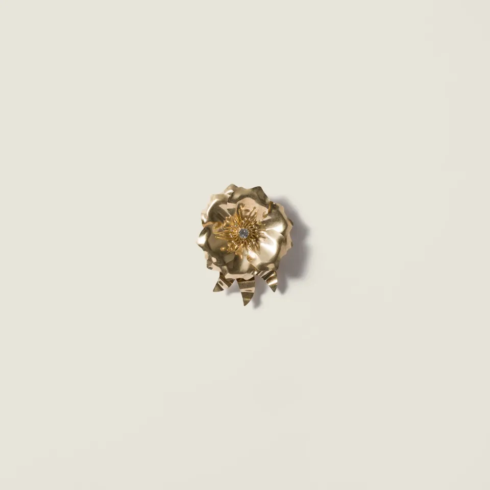 Metal brooch with crystal