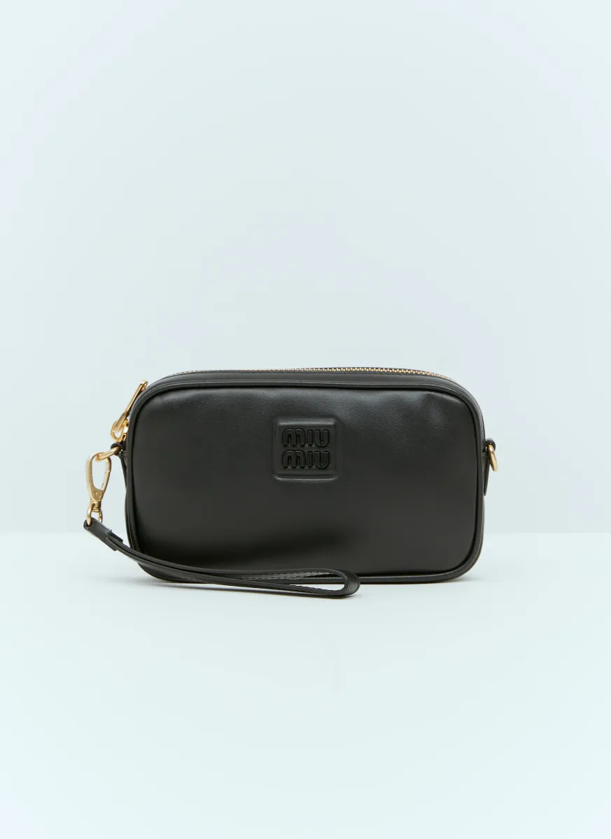 Embossed Logo Leather Pouch