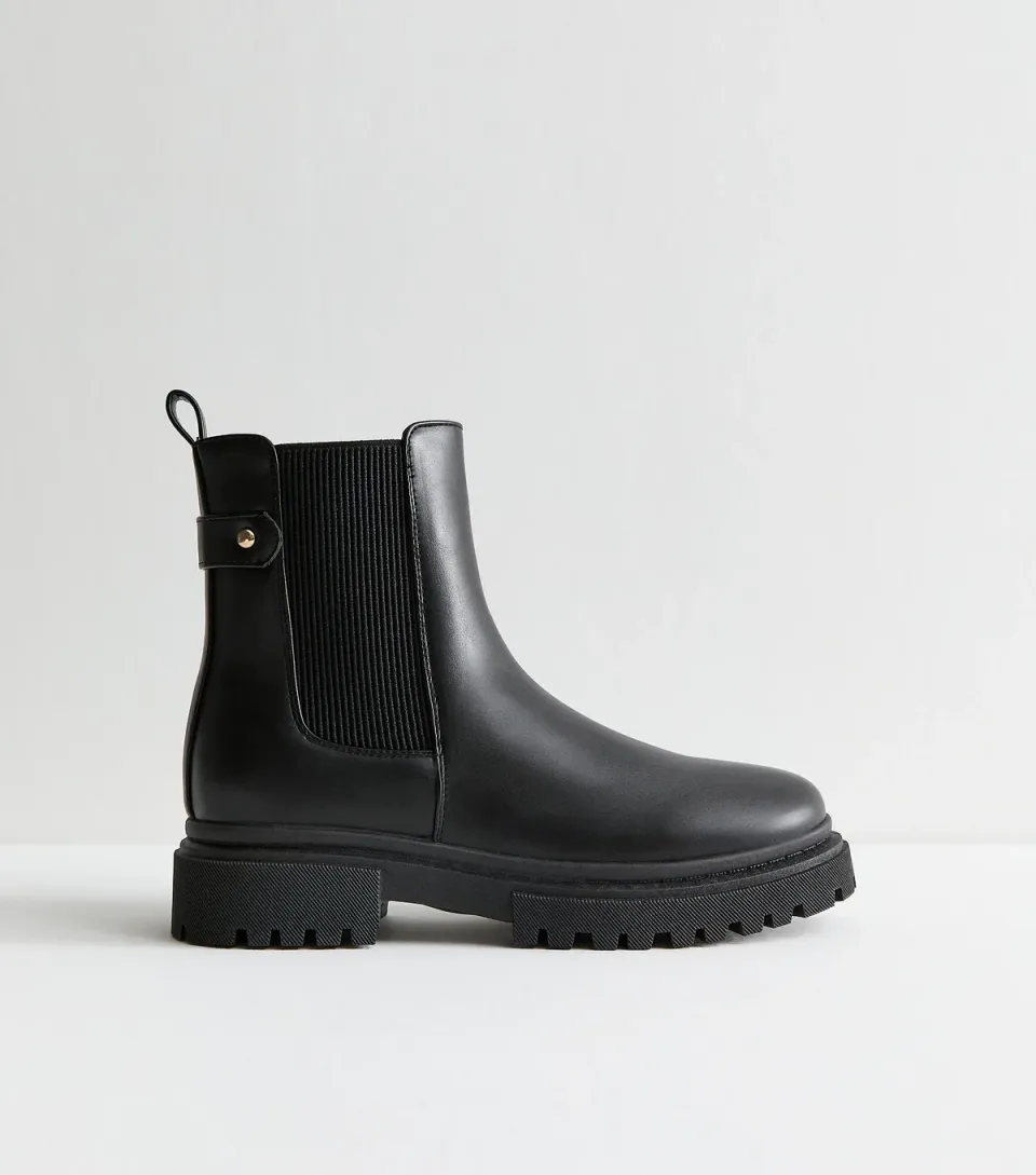 Women's Black Faux Leather Chelsea Boots Vegan