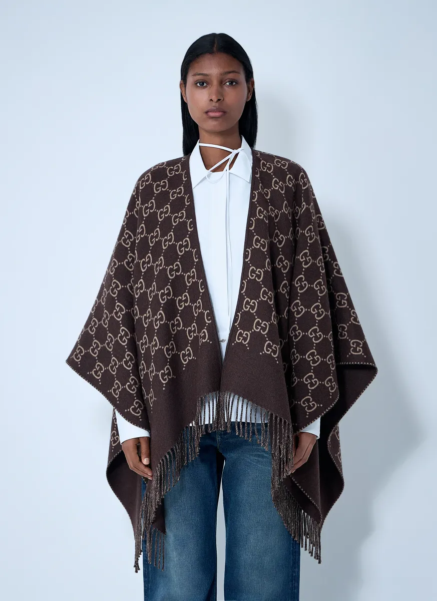 GG Wool Jacquard Cape