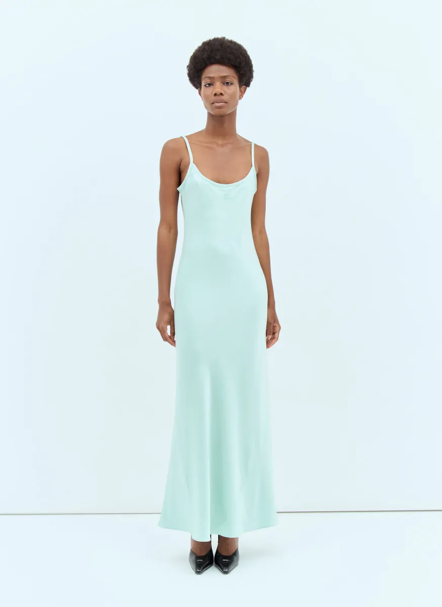 Logo Patch Satin Dress