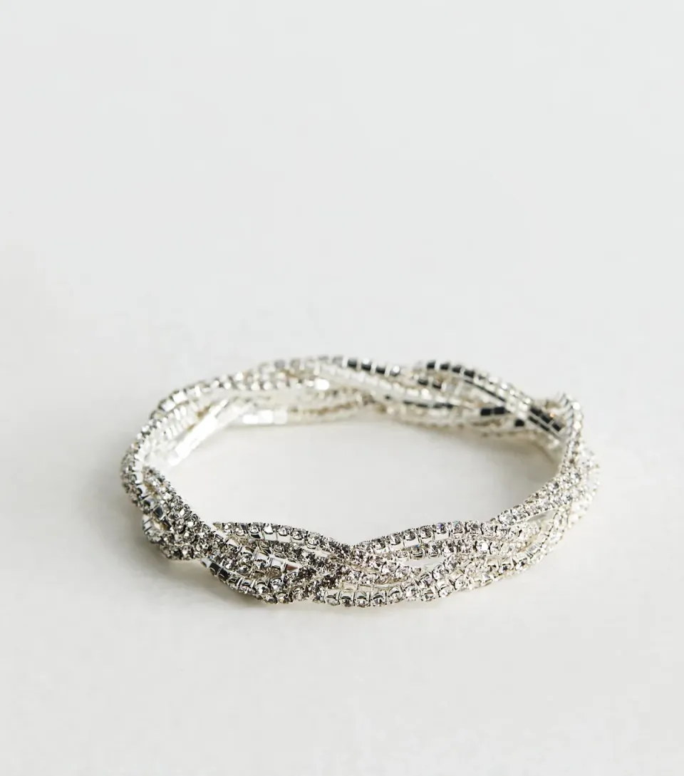 Silver Tone Plaited Diamant?� Bracelet
