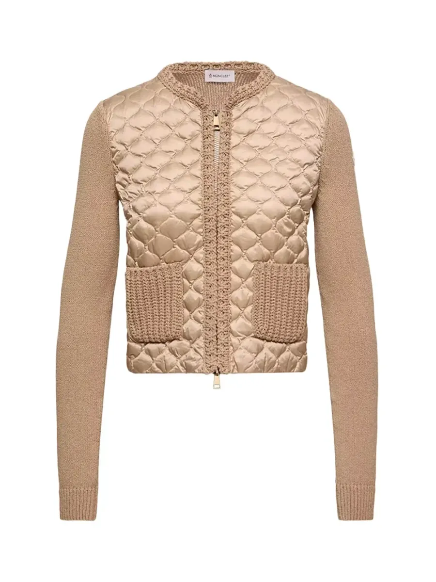 Women Quilted Cardigan Beige