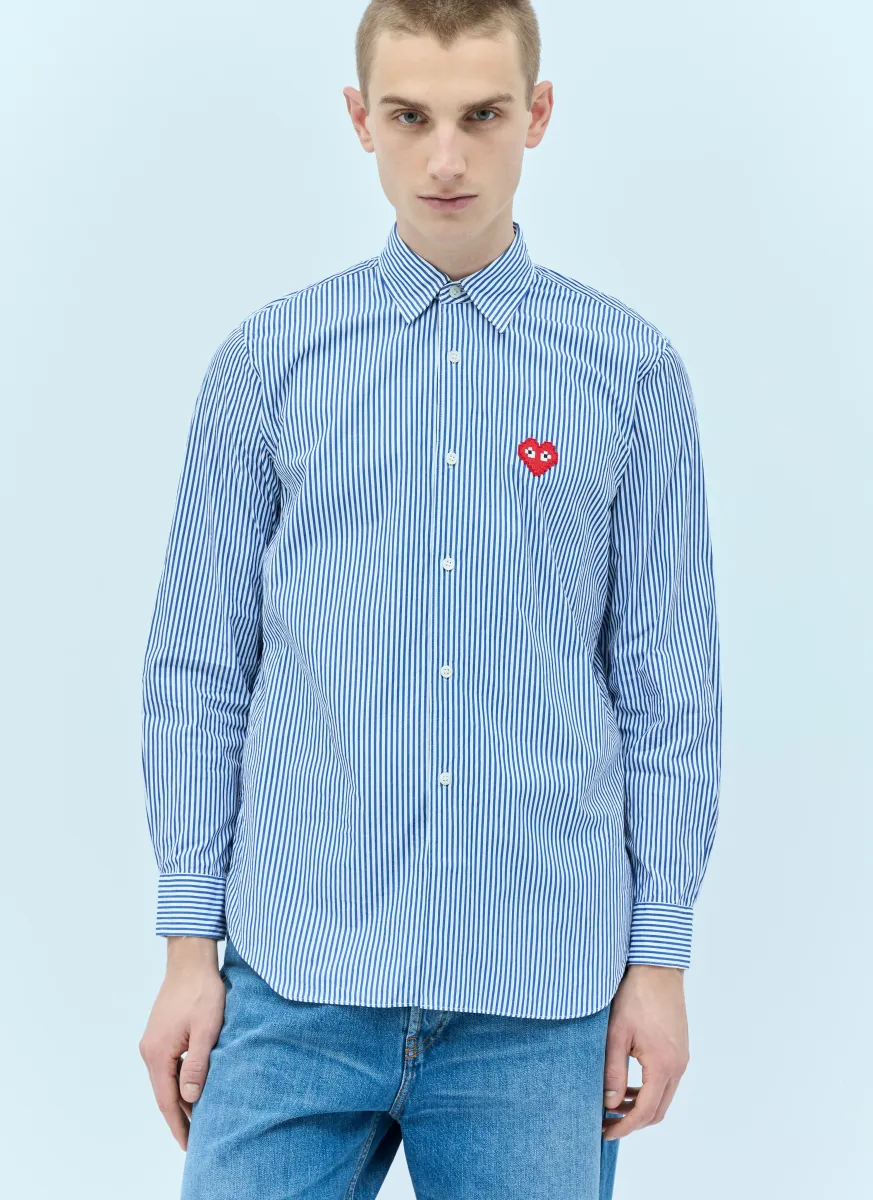 Logo Patch Striped Shirt