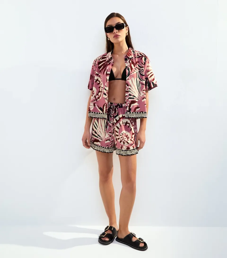 Women's Pink Shell Print Shirt