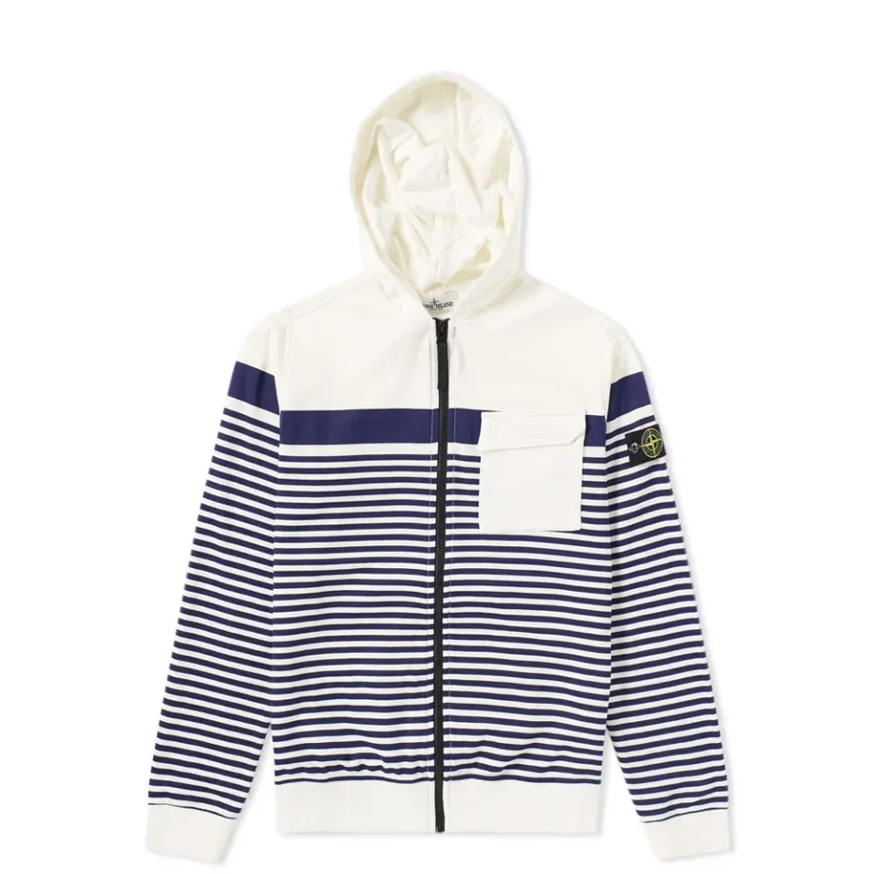 Stripe Printed Fleece Zip Hoody