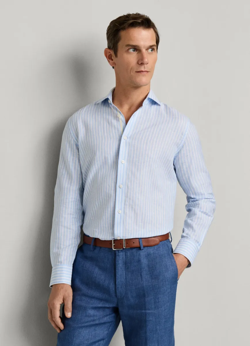 Tailored Fit Butcher Stripe Selvedge Shirt