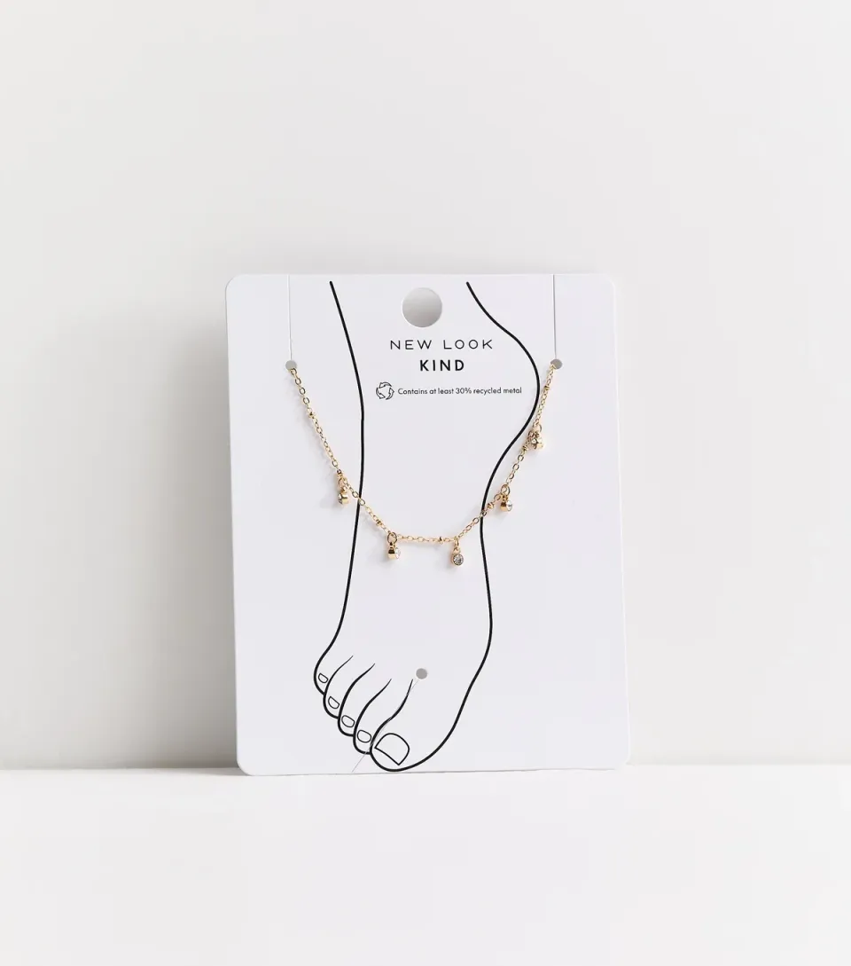 Gold Tone Diamanté Charm Anklet