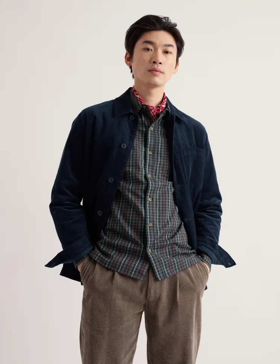 Regular Fit Pure Cotton Checked Shirt Navy Mix