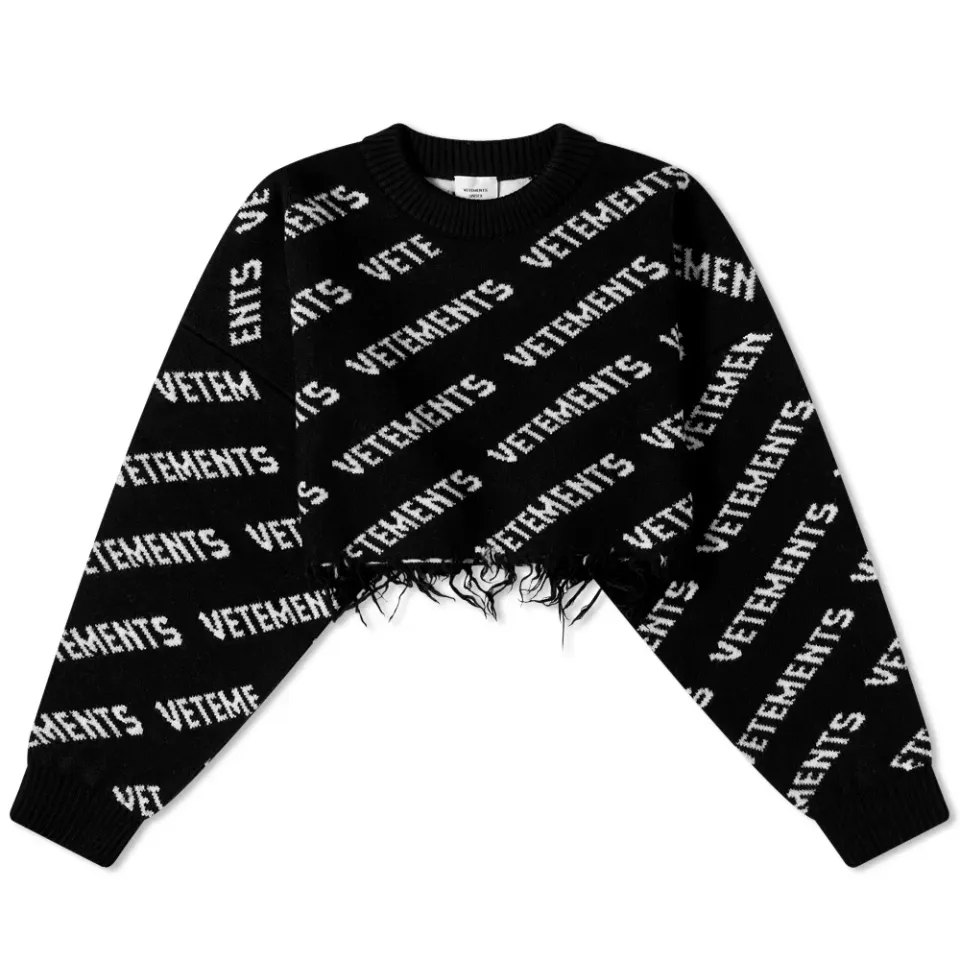 Monogram Cropped Knitted Sweater