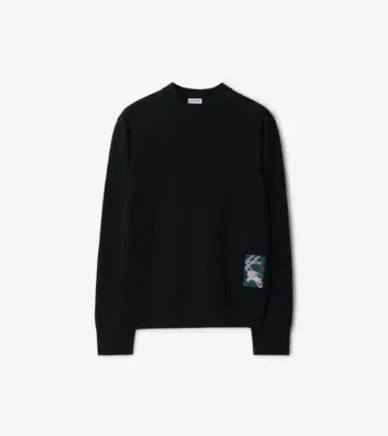 Check Label Wool Sweater in Black