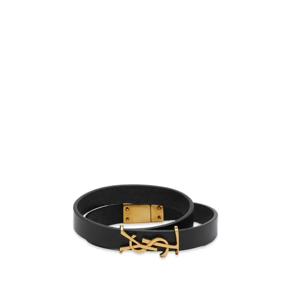 YSL Logo Double Wrap Bracelet