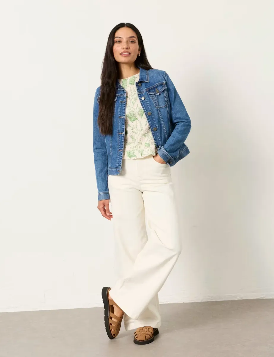 Denim Cropped Jacket Blue
