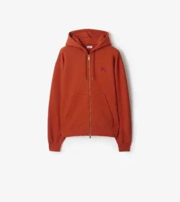 Gothic Logo Cotton Zip Hoodie in Fire orange