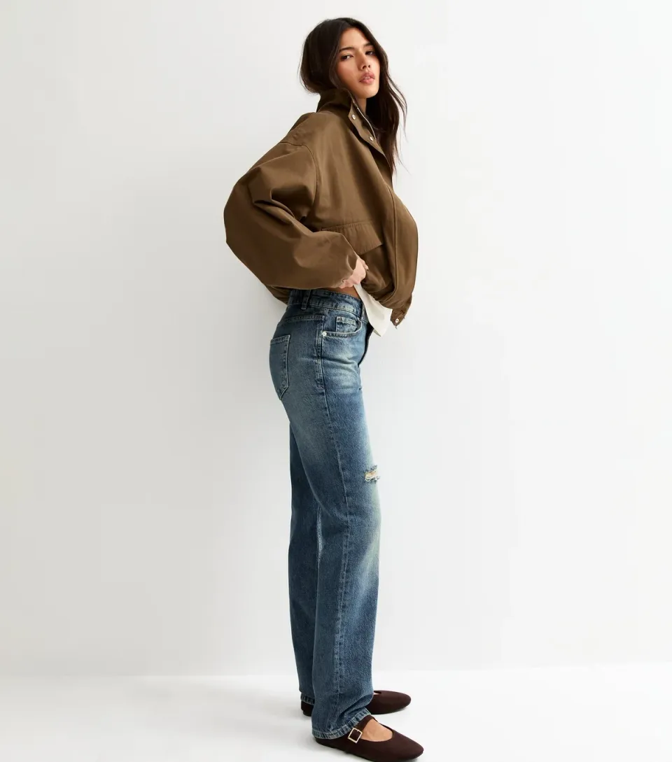 Women's Blue Ripped Ruby Straight Leg Jeans