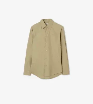 Classic Fit Cotton Poplin Shirt in Sparrow beige