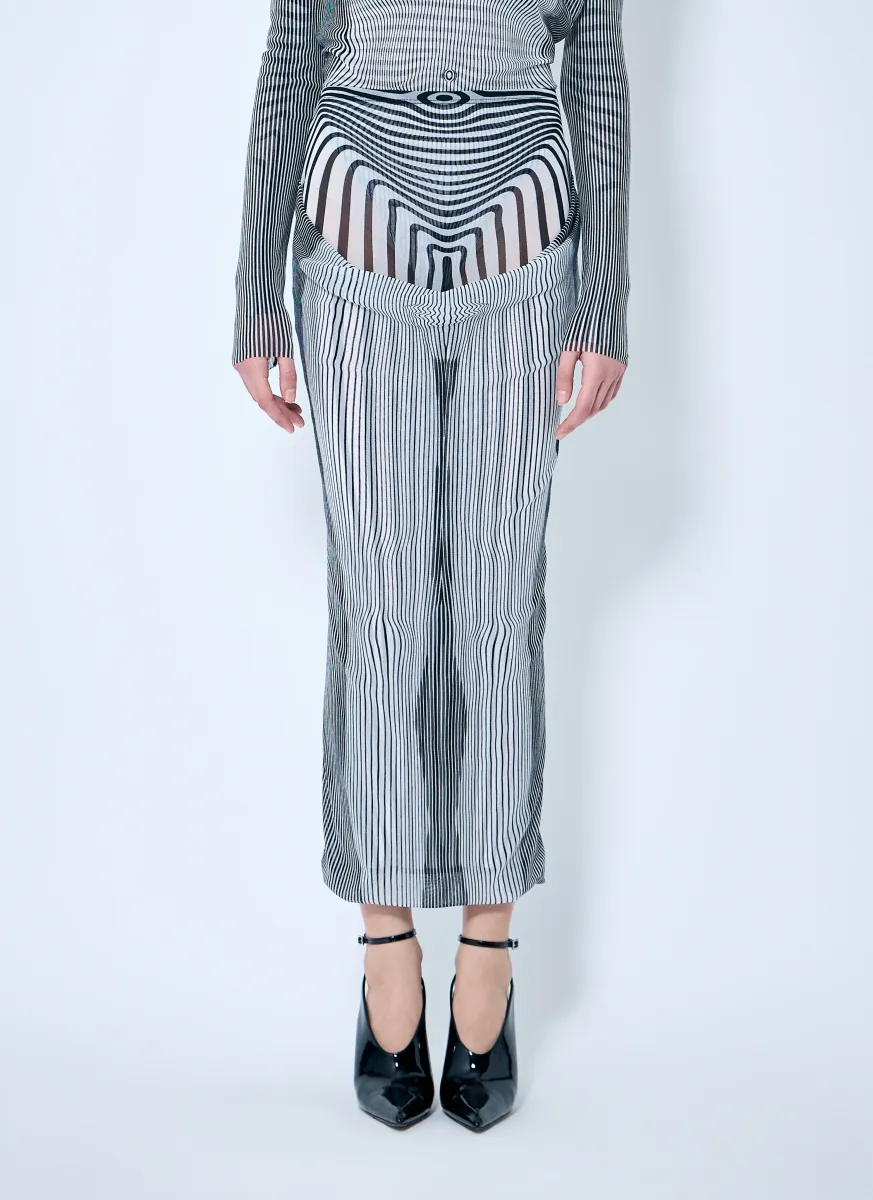 Double-Layer Mesh Midi Skirt