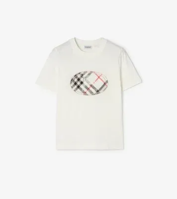 Check Knight Stamp Cotton T-shirt in Chalk white