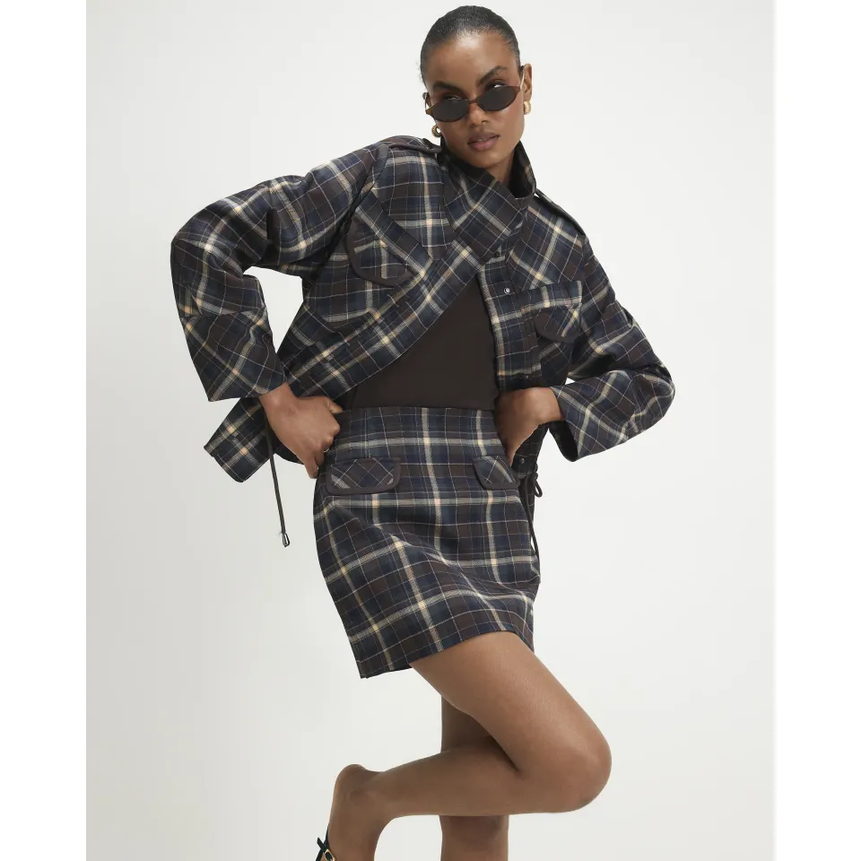 Check A-Line Mini Skirt