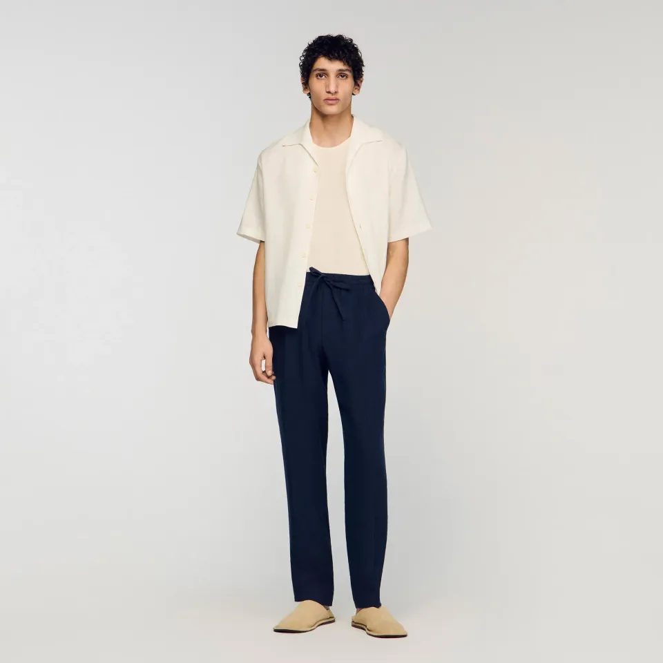 Straight-leg linen trousers