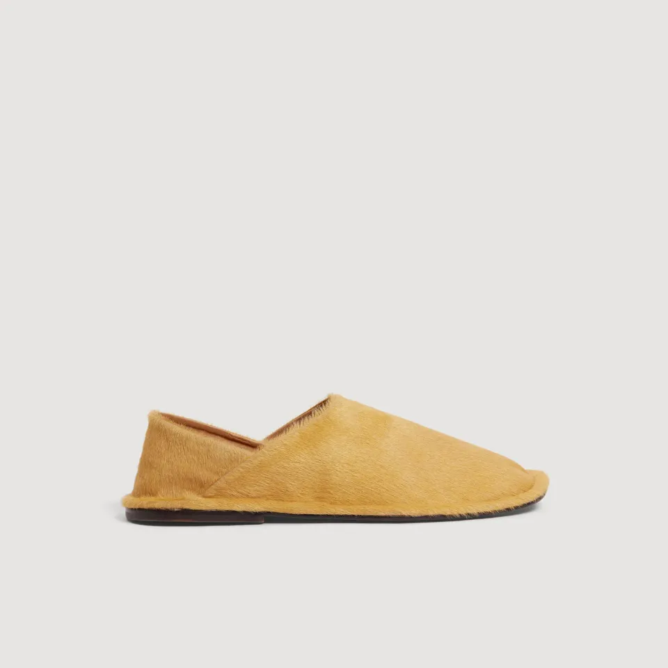Calf hair slippers