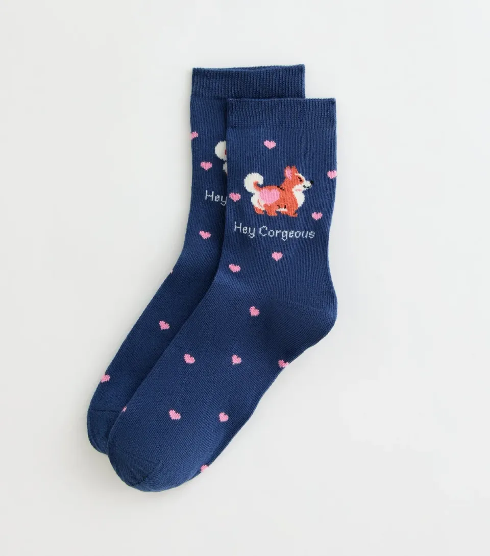Navy Hey Corgeous Socks