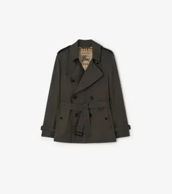 Extra-short Tropical Gabardine Kensington Trench Coat in Graphite grey