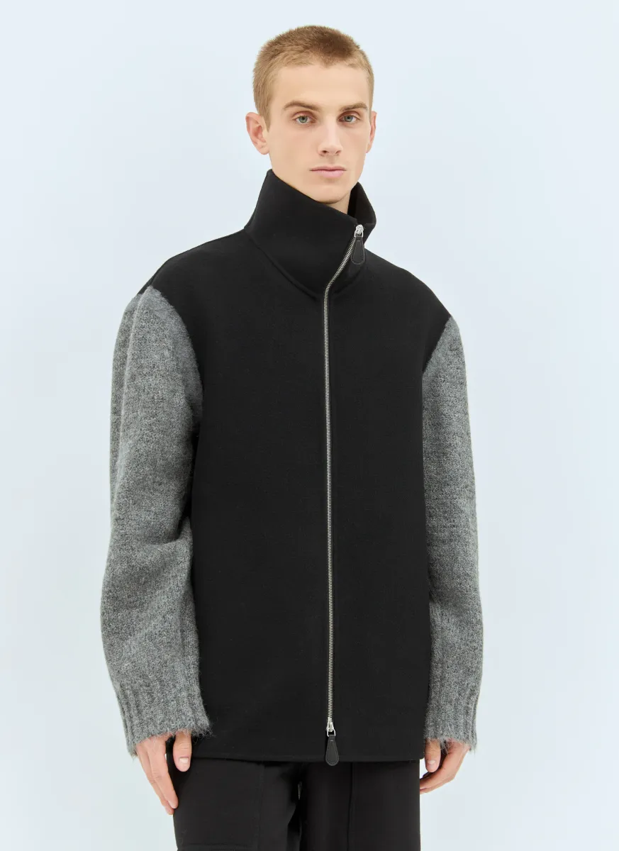 Knit-Sleeves Wool Jacket